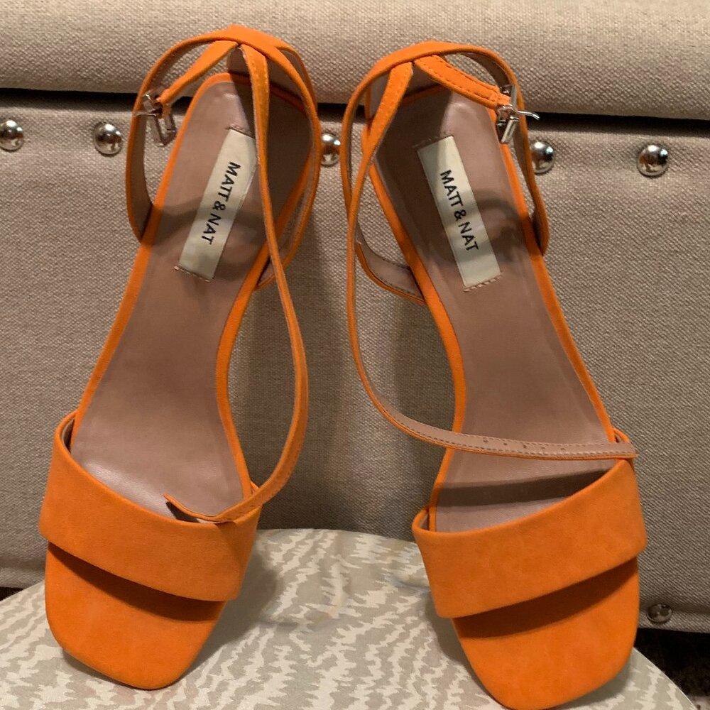 Matt and Nat Size 10 Orange Suede Heels